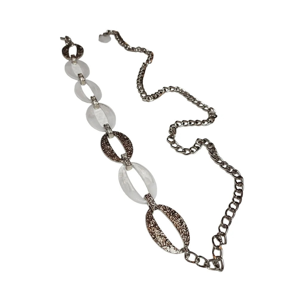 Chico's Metal Chain Belt White Silver One‎ Size